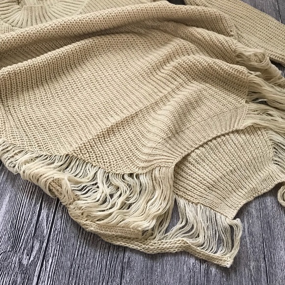 Sexy beige long sleeve broken holes sweater dress - Picture 5 of 5